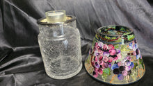 Load image into Gallery viewer, Vineyard Grapes Glass Tealight Candle Holder Lamp Crackle Glass &amp; Hand Painted Shade
