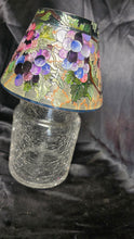 Load image into Gallery viewer, Vineyard Grapes Glass Tealight Candle Holder Lamp Crackle Glass &amp; Hand Painted Shade
