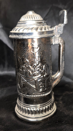 Vintage Avon Glass Beer Stein with SKS Zinn Pewter Lidded Holder Germany