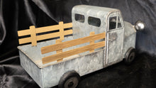 Load image into Gallery viewer, Vintage-Style Galvanized Metal Farm Pickup Truck with Wooden Bed Rails
