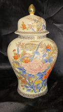 Cargar imagen en el visor de la galería, Large TOYO Japan Hand Painted Floral Ginger Jar with Lid Asian Porcelain Temple Jar
