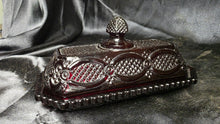 将图片加载到图库查看器，Vintage Avon Cape Cod Ruby Red Glass Covered Butter Dish Trinket Box with Lid
