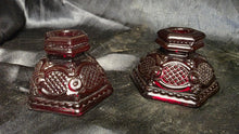 Charger l'image dans la galerie, Vintage Avon Cape Cod Ruby Red Glass Candlestick Holders Set of 2
