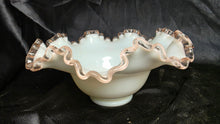 Load image into Gallery viewer, Vintage Fenton Silver Crest Milk Glass Ruffled Bowl Candy Dish Centerpiece
