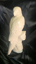 Cargar imagen en el visor de la galería, Large Glossy White Ceramic Cockatoo Parrot Figurine on Tree Stump Branch
