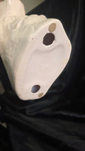Cargar imagen en el visor de la galería, Large Glossy White Ceramic Cockatoo Parrot Figurine on Tree Stump Branch
