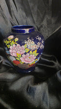 Load image into Gallery viewer, Vintage Kutani Hand-Painted Cobalt Blue Floral Porcelain Vase – Made in Japan
