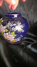 Load image into Gallery viewer, Vintage Kutani Hand-Painted Cobalt Blue Floral Porcelain Vase – Made in Japan
