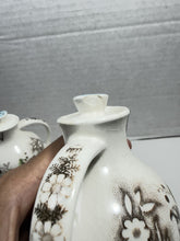将图片加载到图库查看器，Vintage Nasco Japan Rosevine Ceramic Oil Vinegar Cruet Set Floral Pottery
