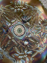 Load image into Gallery viewer, Antique Northwood Amethyst Wishbone Carnival Glass Ruffled Footed Bowl 8.5"
