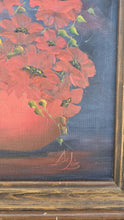 Load image into Gallery viewer, Vintage Original Oil Painting Red Poppies Floral Still Life Signed Delois Framed
