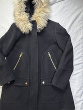 将图片加载到图库查看器，J.Crew Chateau Parka Italian Stadium-Cloth Wool Coat Black Women's Size 10

