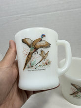 Load image into Gallery viewer, Vintage Fire-King Milk Glass Ring-Necked Pheasant Wildlife Coffee Mugs Set of 2
