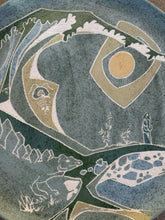 Load image into Gallery viewer, Vintage Prehistoric Shoreline Sgraffito Ceramic Plate 1970s Handmade Folk Art
