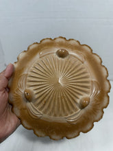 将图片加载到图库查看器，Antique Greentown Chocolate Slag Glass Bracket Creamer &amp; Saucer Set
