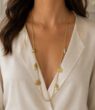 Charger l'image dans la galerie, Vintage Givenchy Paris New York Gold-Tone Faux Pearl Charm Station Necklace
