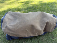 Load image into Gallery viewer, J.Crew Sporting Goods Blue Waxed Canvas Duffle Bag Weekender Travel Luggage

