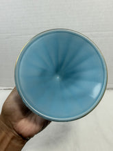 Load image into Gallery viewer, Antique Bohemian Blue Opaline Glass Hand Painted Footed Compote Bowl Art Glass
