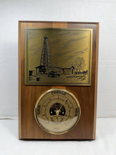 将图片加载到图库查看器，Vintage Oil Derrick Wood Plaque Barometer Thermometer Weather Station USA

