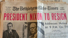 Load image into Gallery viewer, Vintage Newspaper Bundle Nixon Resignation WWII Historic Headlines Lot
