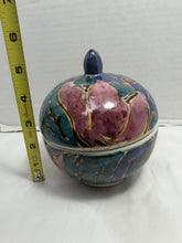 Load image into Gallery viewer, Vintage Hand Painted Studio Pottery Lidded Round Dish Abstract Glaze Ceramic
