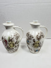 将图片加载到图库查看器，Vintage Nasco Japan Rosevine Ceramic Oil Vinegar Cruet Set Floral Pottery
