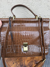 Cargar imagen en el visor de la galería, Assots London Genuine Leather Croc Embossed Satchel Handbag Tan Brown Crossbody
