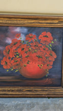 Load image into Gallery viewer, Vintage Original Oil Painting Red Poppies Floral Still Life Signed Delois Framed
