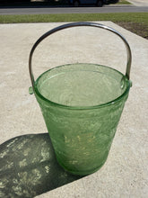 Load image into Gallery viewer, Antique Fostoria Green Depression Glass Ice Bucket - Oak Leaf Vaseline Glass
