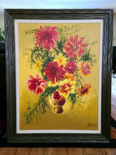Cargar imagen en el visor de la galería, Large Signed Original Floral Acrylic Painting in Custom Frame – 48" x 38"
