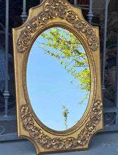 Load image into Gallery viewer, Vintage Wood Carved Ornate Gold Baroque Style Wall Mirror 24" x40
