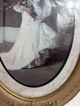 Load image into Gallery viewer, Vintage John Lavery Portrait Print Lady with Blossoms Ornate Oval Gold Frame Wall Art
