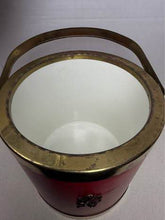 Load image into Gallery viewer, Vintage Georges Briard Style Red Vinyl Brass Ice Bucket Mid Century Modern Barware USA
