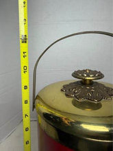 Load image into Gallery viewer, Vintage Georges Briard Style Red Vinyl Brass Ice Bucket Mid Century Modern Barware USA

