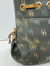 गैलरी व्यूवर में इमेज लोड करें, Vintage Dooney &amp; Bourke Rainbow DB Monogram Drawstring Tote Bag Y2K Tassels
