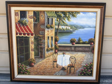 Load image into Gallery viewer, Original Oil Painting Bellagio Italy Café Street Scene Signed Framed Canvas Art
