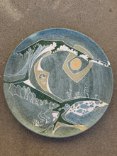 Load image into Gallery viewer, Vintage Prehistoric Shoreline Sgraffito Ceramic Plate 1970s Handmade Folk Art
