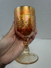 Load image into Gallery viewer, Vintage Fenton Marigold Carnival Glass Orange Tree Pattern Wine Goblets Pair

