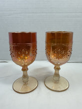 Load image into Gallery viewer, Vintage Fenton Marigold Carnival Glass Orange Tree Pattern Wine Goblets Pair
