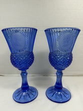 Load image into Gallery viewer, Vintage 1976 Avon Fostoria Cobalt Blue George Martha Washington Goblets Pair
