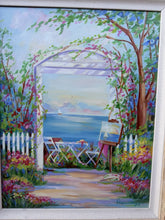 Cargar imagen en el visor de la galería, Original Doreen Abegg "Art From The Heart" Coastal Garden Oil Painting Framed
