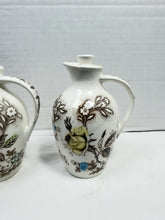 将图片加载到图库查看器，Vintage Nasco Japan Rosevine Ceramic Oil Vinegar Cruet Set Floral Pottery
