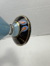 Load image into Gallery viewer, Antique Bohemian Blue Opaline Glass Hand Painted Footed Compote Bowl Art Glass
