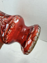 Load image into Gallery viewer, Vintage Bohemian Ruby Red Cut-to-Clear Crystal Starburst Floral Vase Czech
