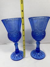 Load image into Gallery viewer, Vintage 1976 Avon Fostoria Cobalt Blue George Martha Washington Goblets Pair
