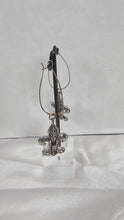 Load image into Gallery viewer, Vintage Silver-Tone Fleur-de-Lis Drop Earrings on Elongated French Hooks
