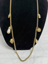 Charger l'image dans la galerie, Vintage Givenchy Paris New York Gold-Tone Faux Pearl Charm Station Necklace
