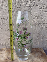 Cargar imagen en el visor de la galería, Vintage Hand Painted Glass Vase Pink Floral Flowers Art Deco Style 10 Inch
