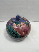 Load image into Gallery viewer, Vintage Hand Painted Studio Pottery Lidded Round Dish Abstract Glaze Ceramic
