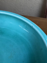 Load image into Gallery viewer, Vintage Mid Century Turquoise Ceramic Cigar Ashtray Low Bowl Art Pottery MCM
